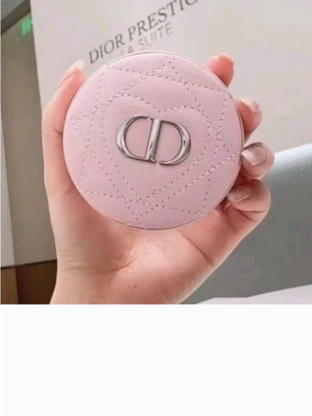 Dior Pink Quilted Compact Mirror with Silver CD Logo - Picture 4 of 5